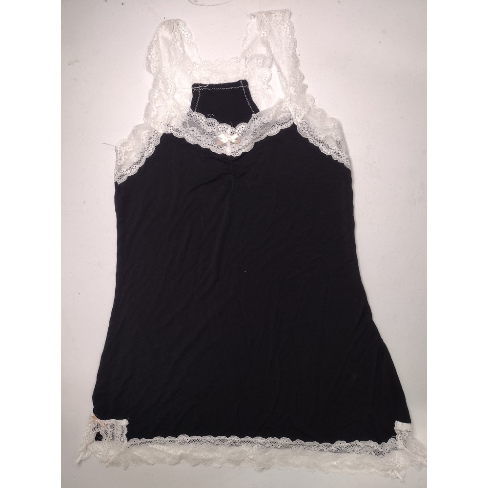 Honeydew Intimates Black Lace Trim Camisole Racerback Chemise Sleep Large